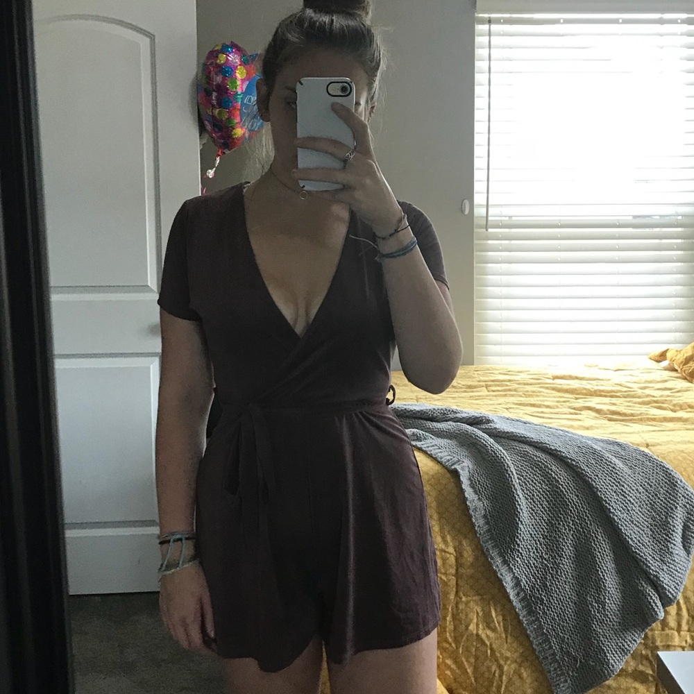 purple suede romper
